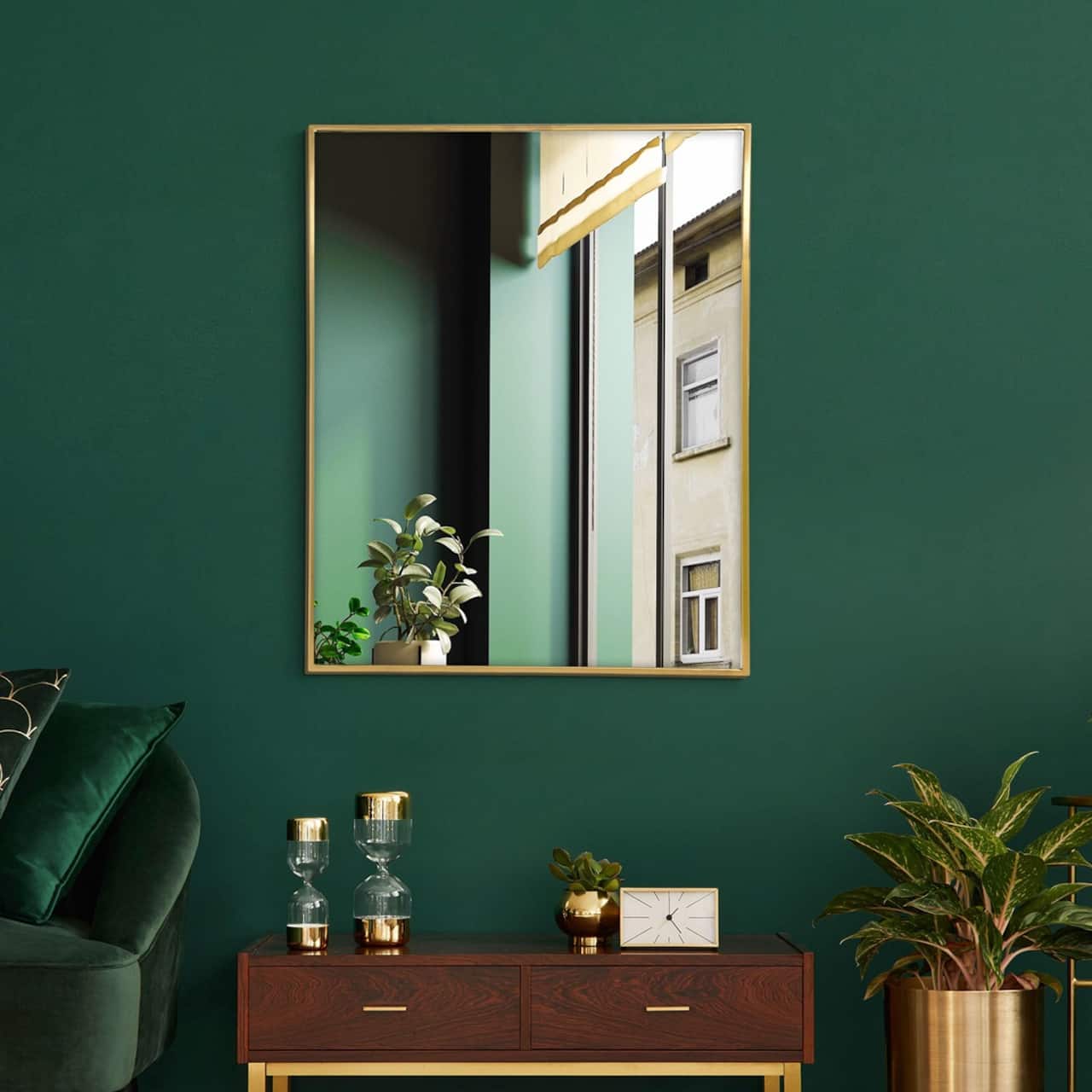 Head West Brassy Gold Spectrum Metal Rectangular Bathroom Vanity Mirror - 36" x 30"